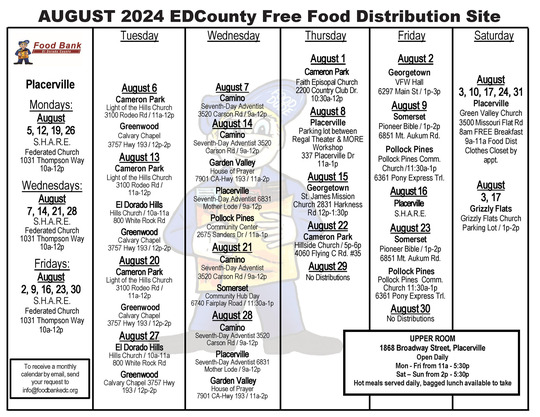 August 2024 Free Food Calendar