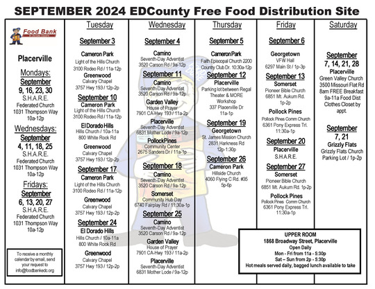 September 2024 Free Food Calendar