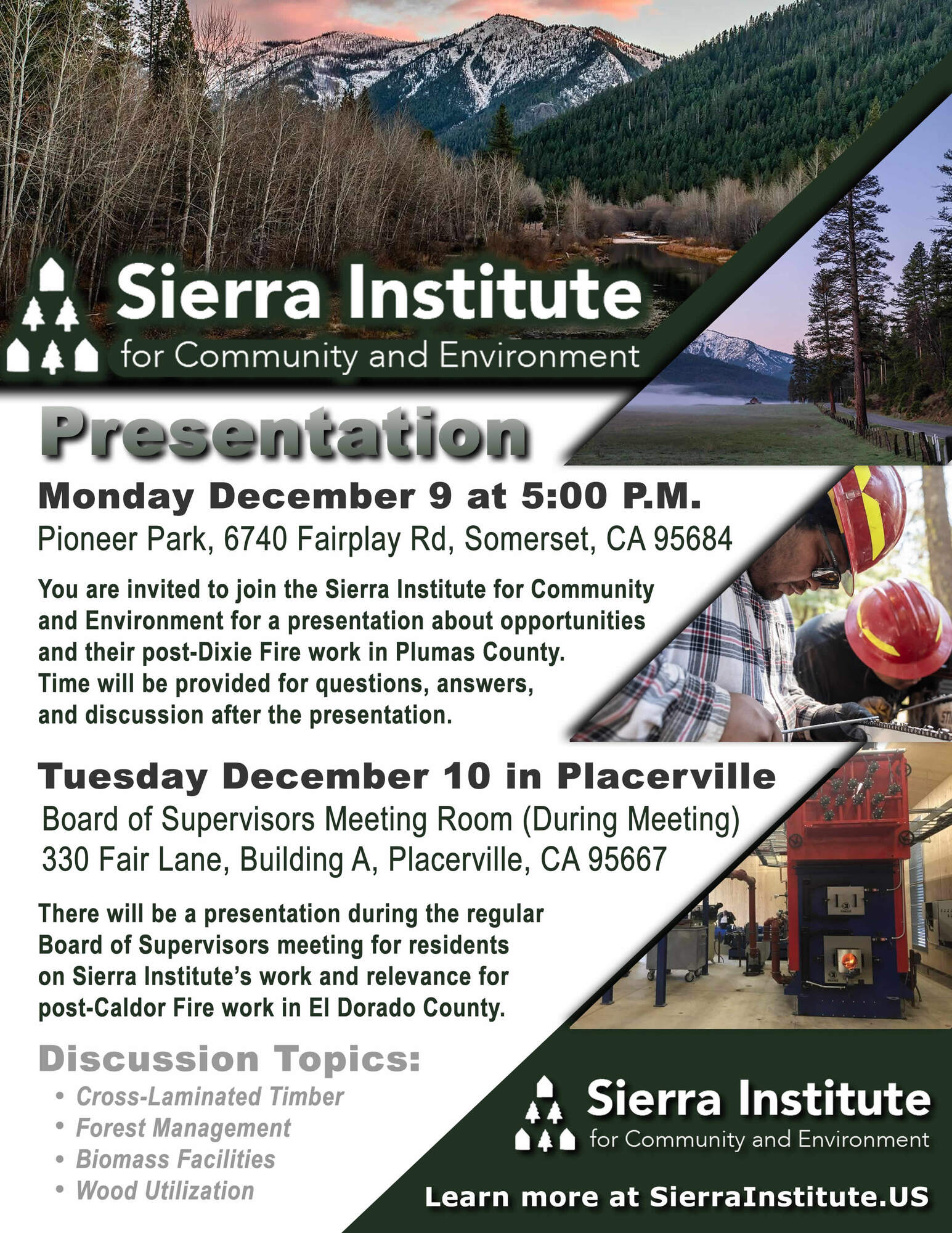 SIerra Institute Dec 2024 Presentations_Flyer