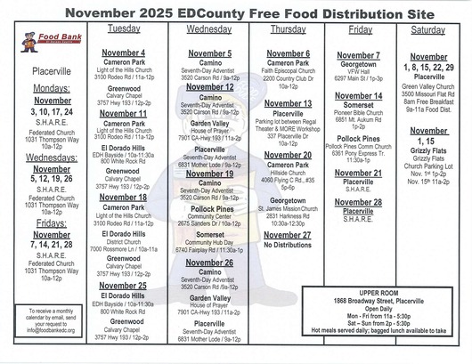 November 2025 Free Food Calendar