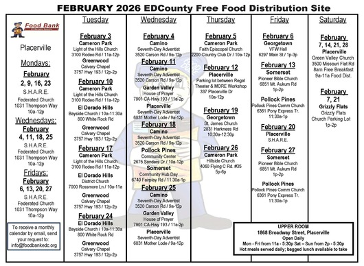 February 2026 Free Food Calendar