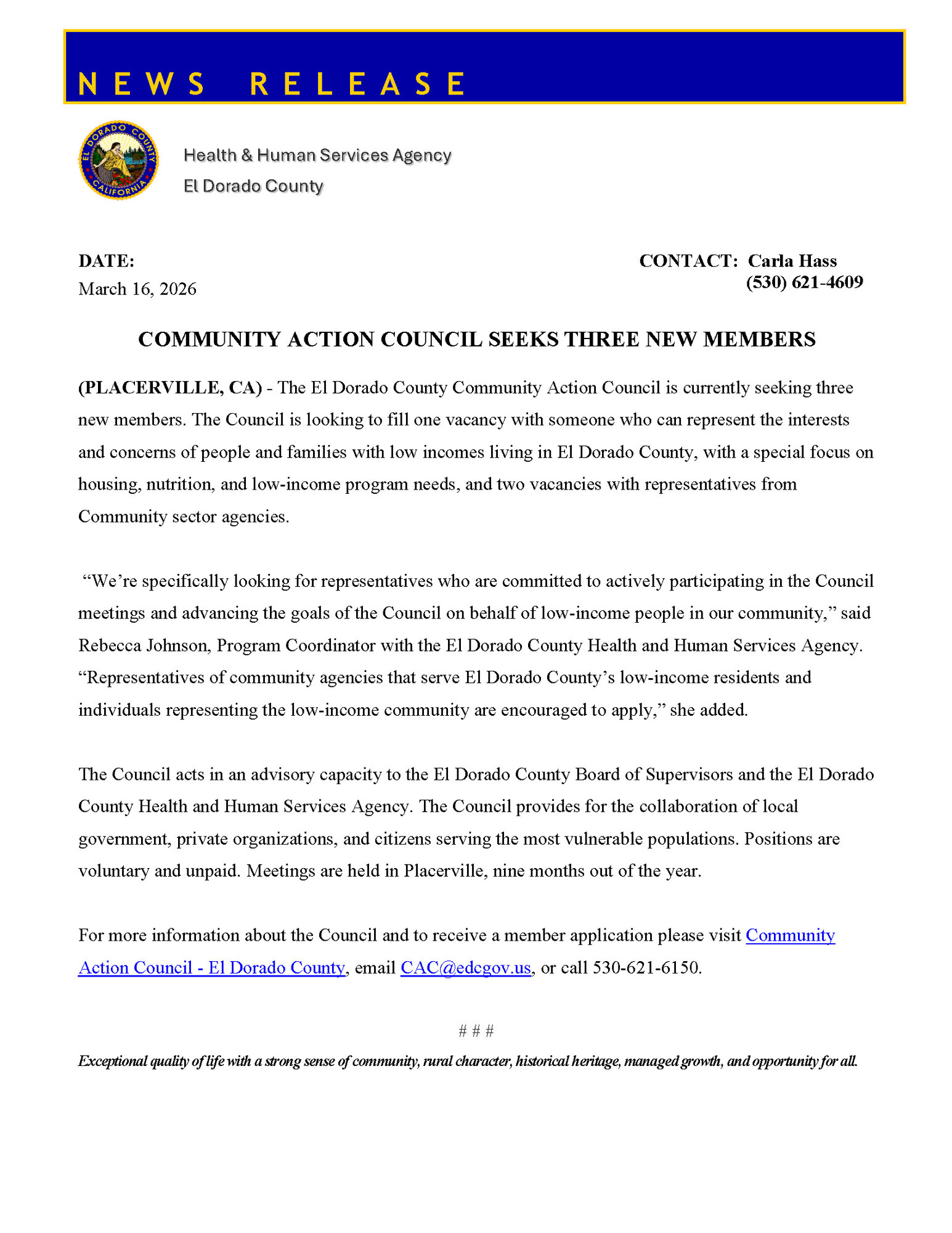 PR 26-07 Community Services Agency Seeks Three Members  (1)