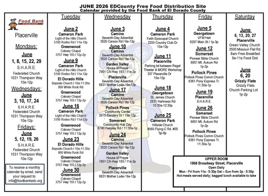 June 2026 Free Food Calendar