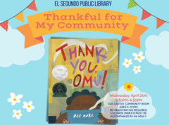 book cover for "Thank You, Omu!" with little boy reading a book