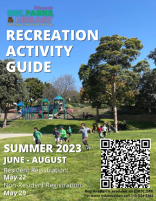 Kids playing at a park with the words "Summer Recreation Guide"