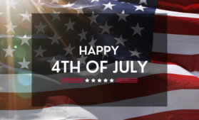 American Flag with the words "Happy 4th of July"