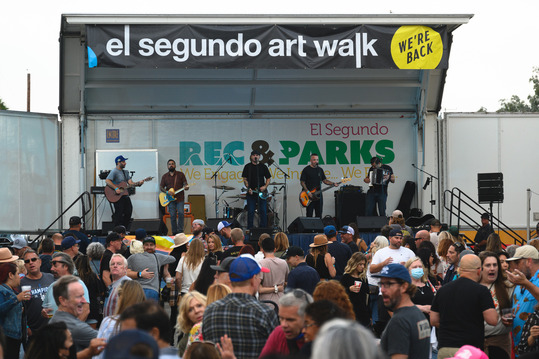 Band plays on stage for El Segundo Art Walk 