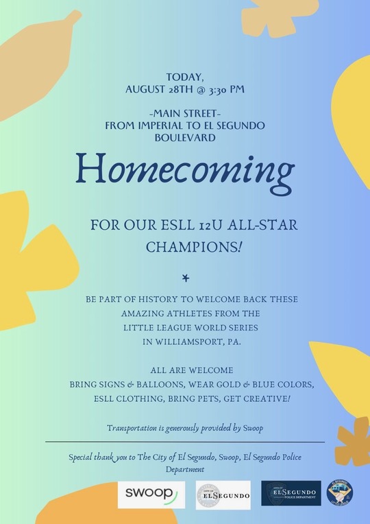 Blue and Yellow Flyer with words "Homecoming"