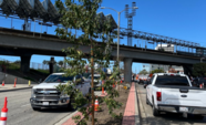 Cars and traffic cones on El Segundo Blvd.