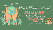 hands holding the earth with the words "Summer Reading Challenge 2024"
