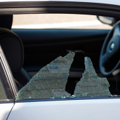 broken glass of vehicle