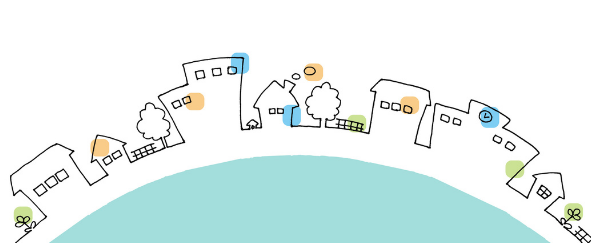 storefronts and half circle