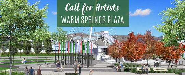 Warm Springs plaza rendering with trees and bridge