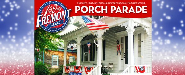 house porch decorated for Fourth of July