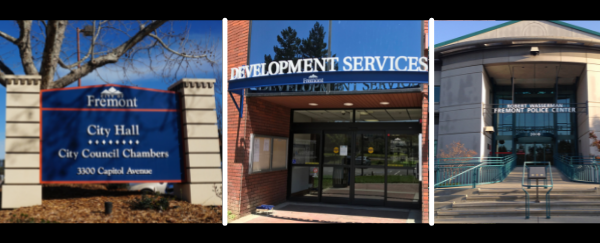City Hall sign, Development Services Center building entrance, Police Department building entrance