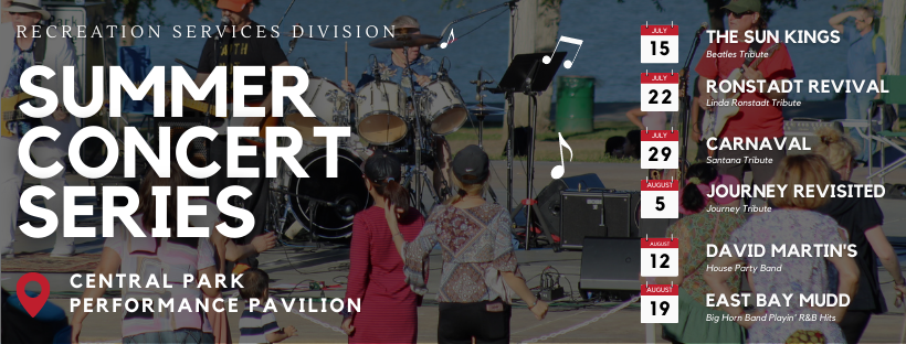 concert goers in the park and calendar dates