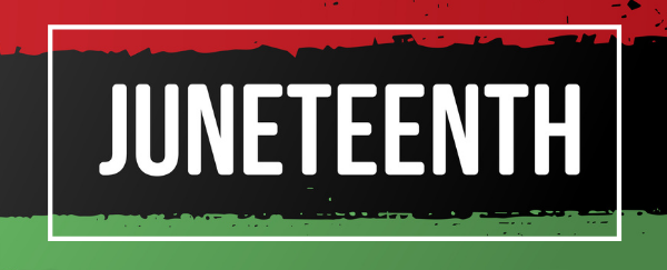 red, black, and green stripes with Juneteenth spelled