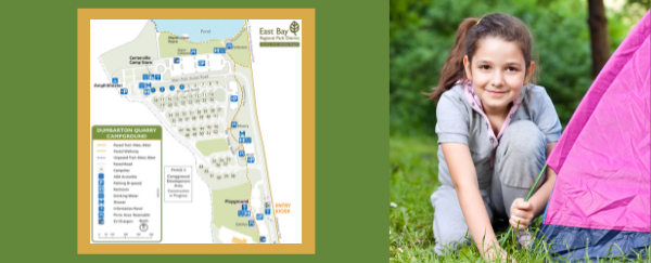 girl near tent with map