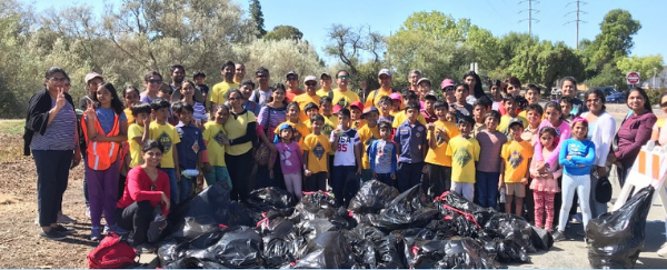 people picking up trash