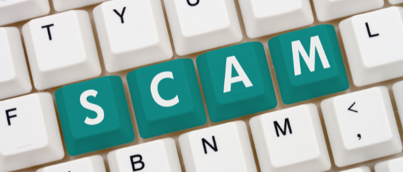 SCAM spelled out on computer keyboard