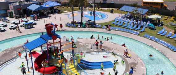 waterpark with swimming pools and water features