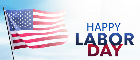 U.S. flag and Happy Labor Day text