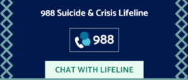 phone and conversation bubbles. In text: 988 Suicide & Crisis lifeline, 988, Chat with Lifeline