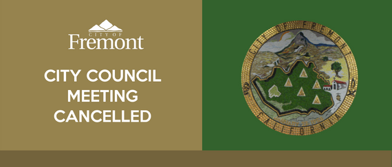 City Seal in mosaic tiles. City of Fremont logo. City Council Meeting Cancelled in text.