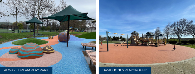 two playgrounds at local Fremont parks