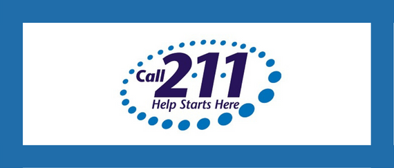 circles. Call 211, Help Starts Here in text