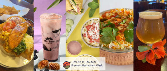 sampling of meals and beverages available during Fremont Restaurant Week, March 17-26, 2023