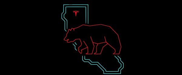 Tesla Logo on California State OUutline