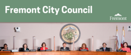 Fremont City Council sitting at dais in Council Chambers