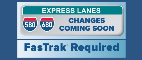 interstate sign with Express Lanes Changes Coming Soon and FasTrak required in text
