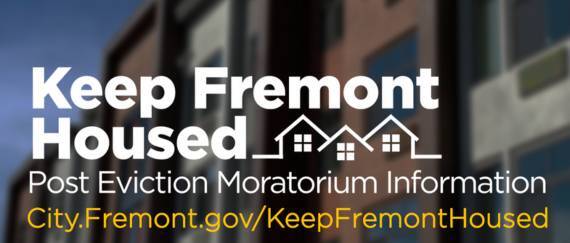 apartments. In Text: Keep Fremont Housed, Post Eviction Moratorium Information, city.fremont.gov/keepfremonthoused