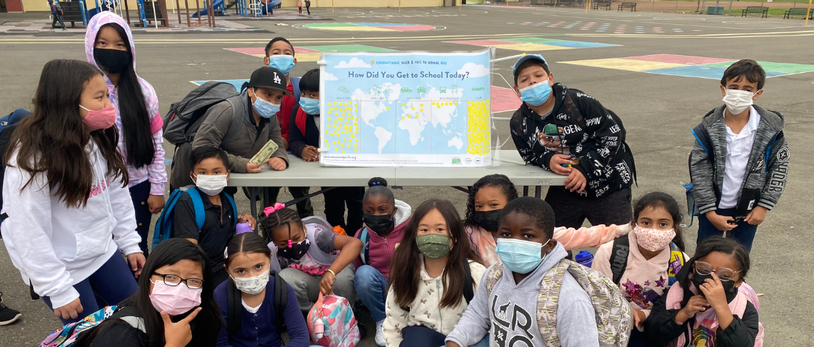 Group of students participating in Walk and Roll Day
