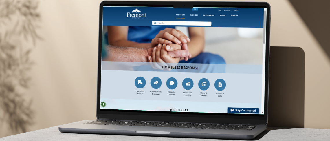 laptop monitor displaying new Homelessness Response webpage