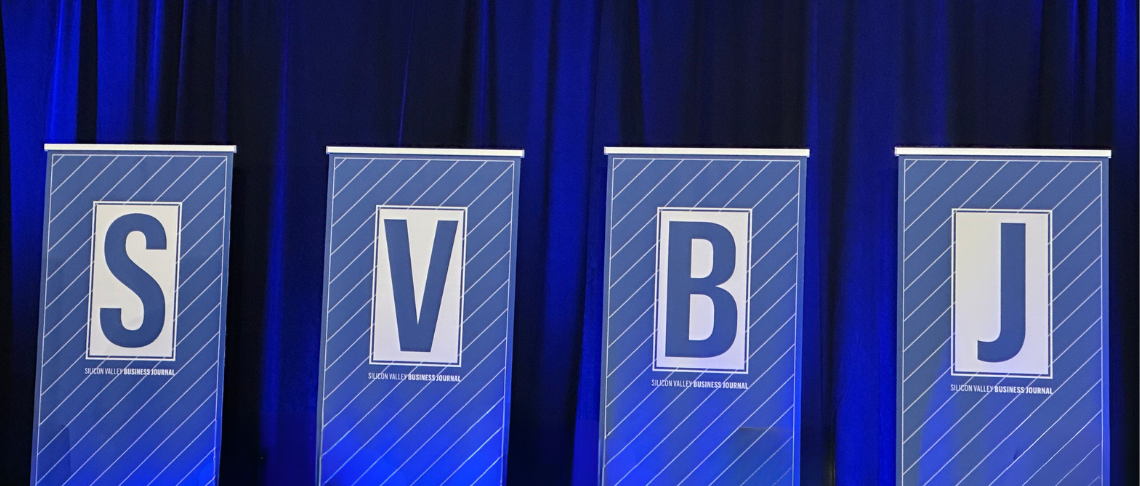 SVBJ spelled out for Silicon Valley Business Journal during panel discussion with four mayors
