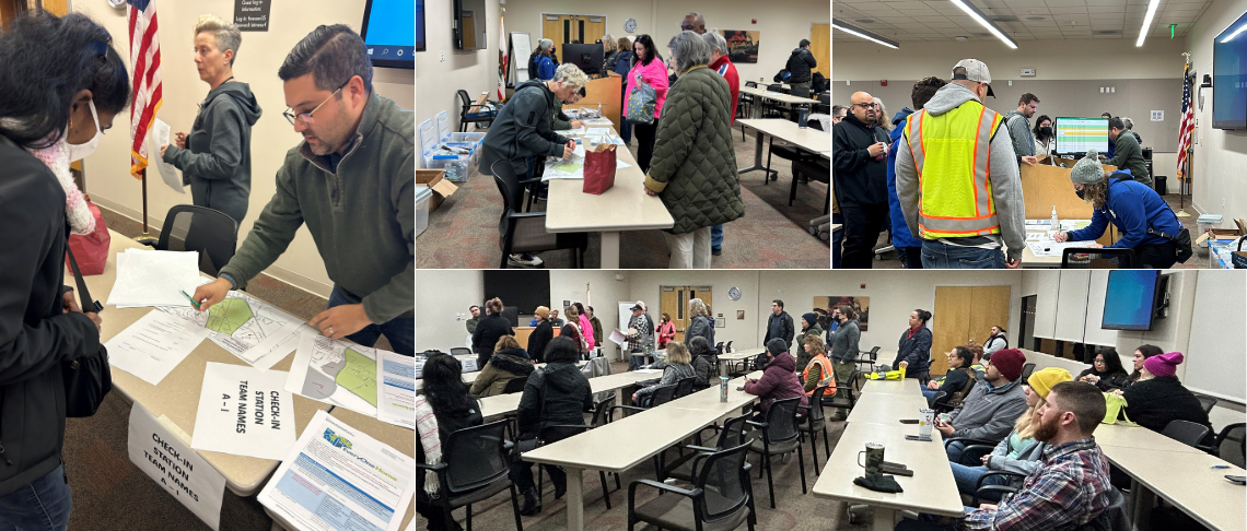 volunteers arriving for and attending the kickoff meeting for the Point in Time Count