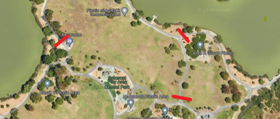 map of Central Park and where sidewalk repairs are scheduled starting February 12 for one or two weeks.