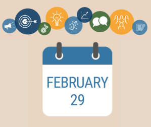 February 20 calendar sheet with icons representing get involved