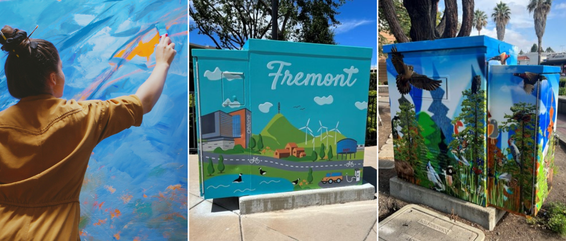 painted utility boxes as part of the Boxart program in Fremont