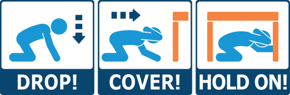 Drop, Cover, and Hold On during an earthquake