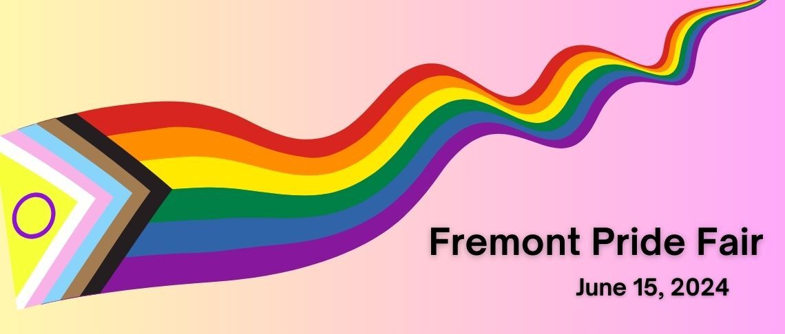Pride rainbow. In text: Fremont Pride Fair June 15, 2024