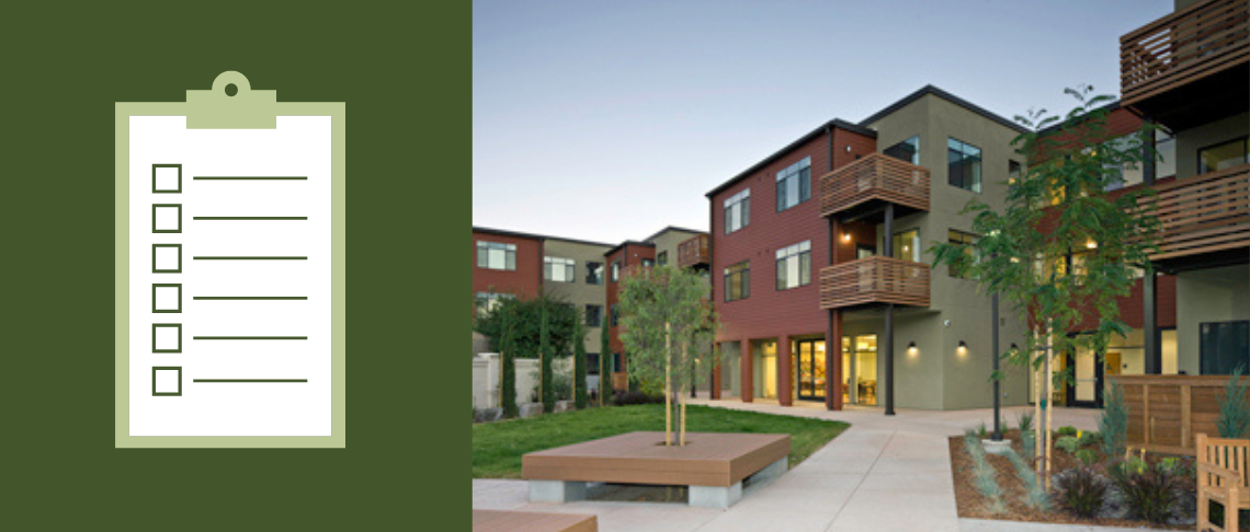 Main Street Village Affordable Housing with a clipboard