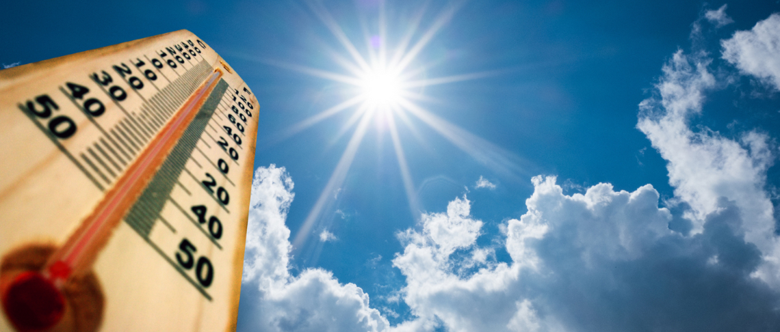 thermometer, sky, and clouds