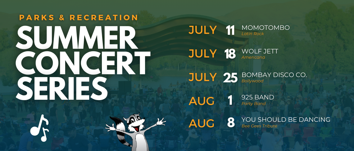 Schedule for the 2024 Summer Concert Series at Central Park on Thursdays through August 8