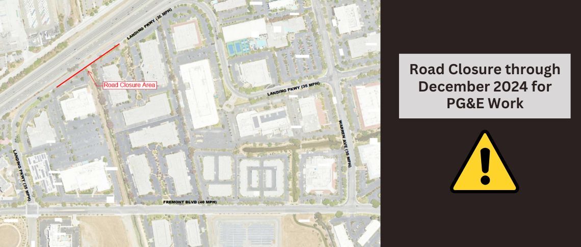 map of road closure along Landing Parkway through December 2024 for PG&E work