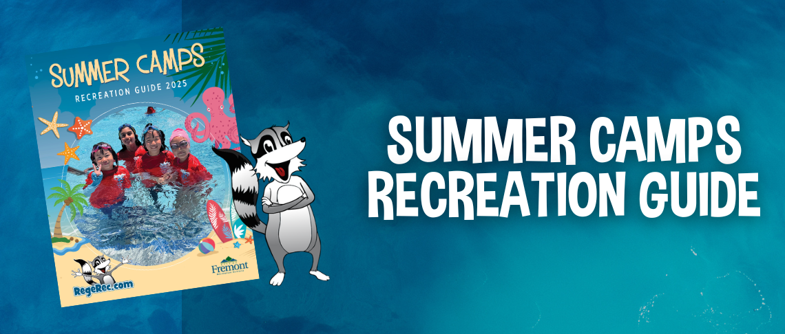 Image of Recreation Summer Programs Brochure with Raccoon Mascot