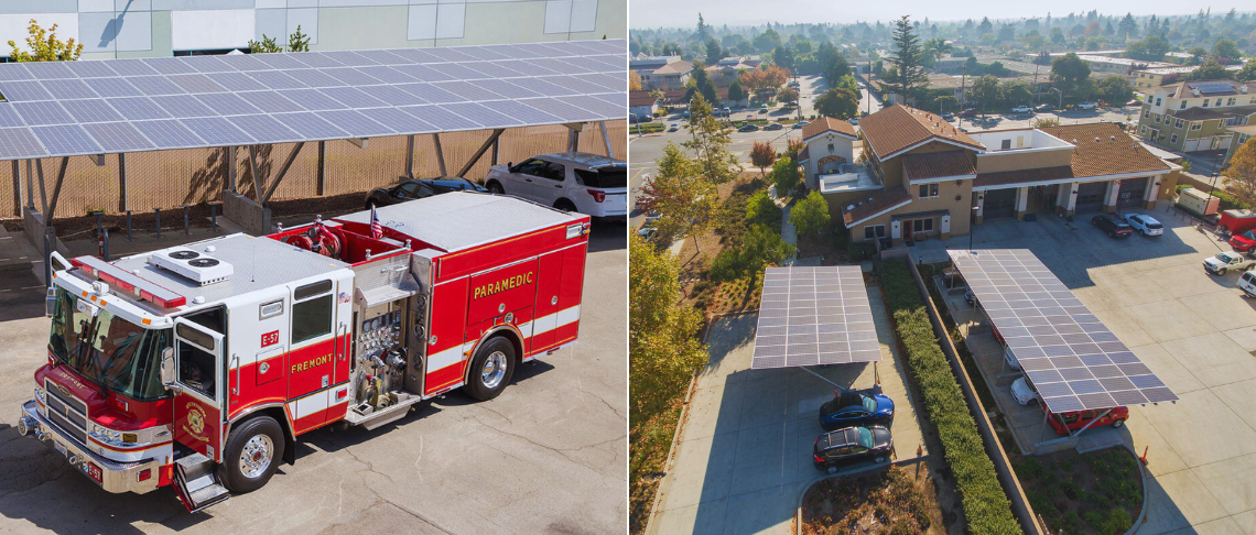 Image of Fremont Firetruck and Microgrid at a Fire Station